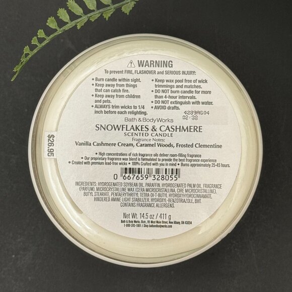 BBW Snowflakes & Cashmere Bath & Body Works 3 Wick Candle - Picture 10 of 10